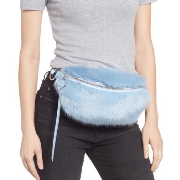 Rebecca Minkoff Handbags - 𝅺rebecca Minkoff Powder Blue Faux Fur Fanny Pack Sling Bag